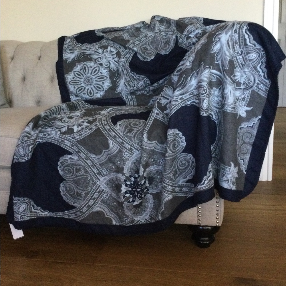 Chelsey by Joseph Elegant Navy Blue and Grey Throw